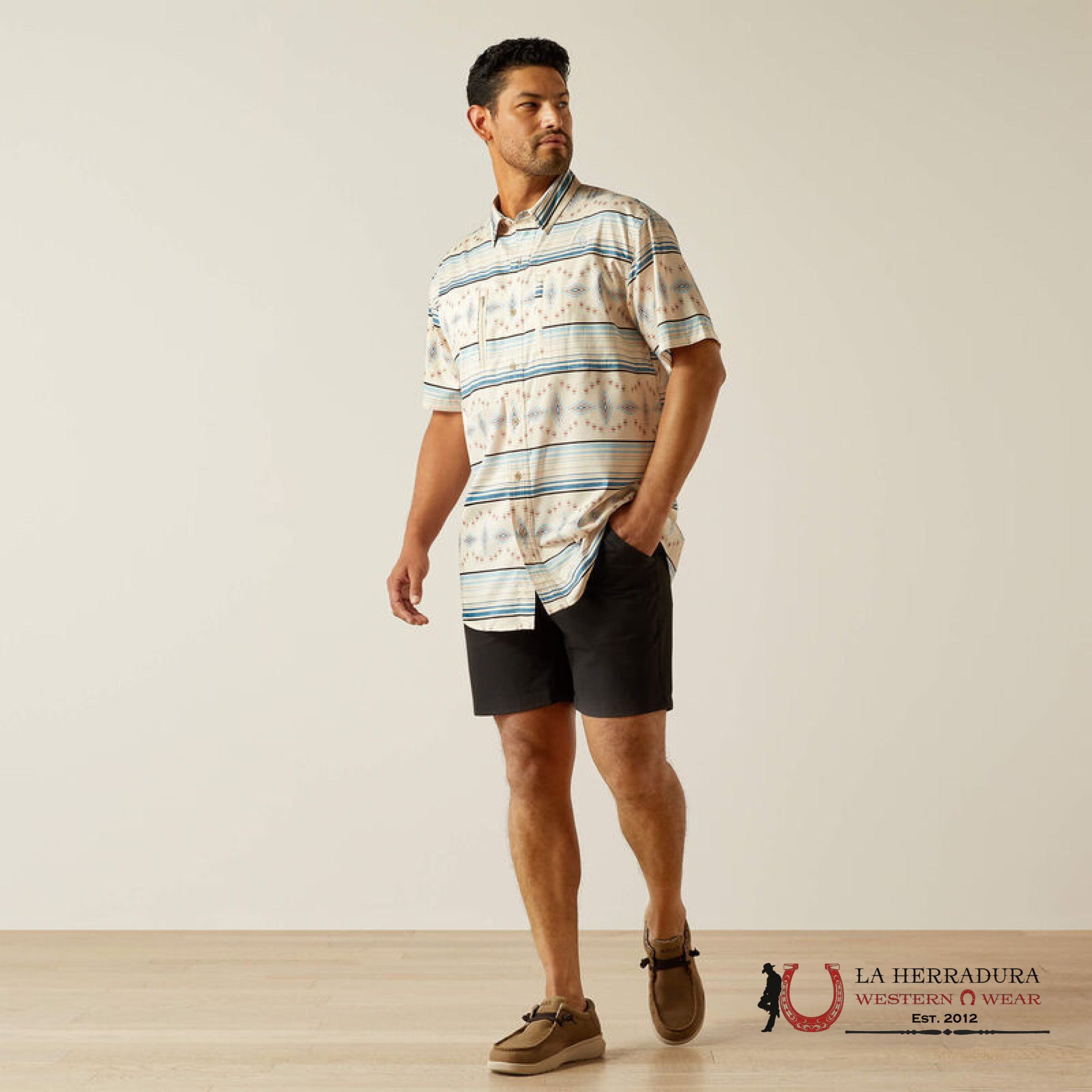 ARIAT MENS Venttek Moonbeam Biege With Aztec Print Shirt - 8810 ROPA HOMBRES