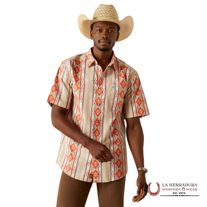 CAMISA ARIAT PARA HOMBRE MANGA CORTA WADE TAN CON ESTAMPADO AZTECA MULTICOLOR - 10058751