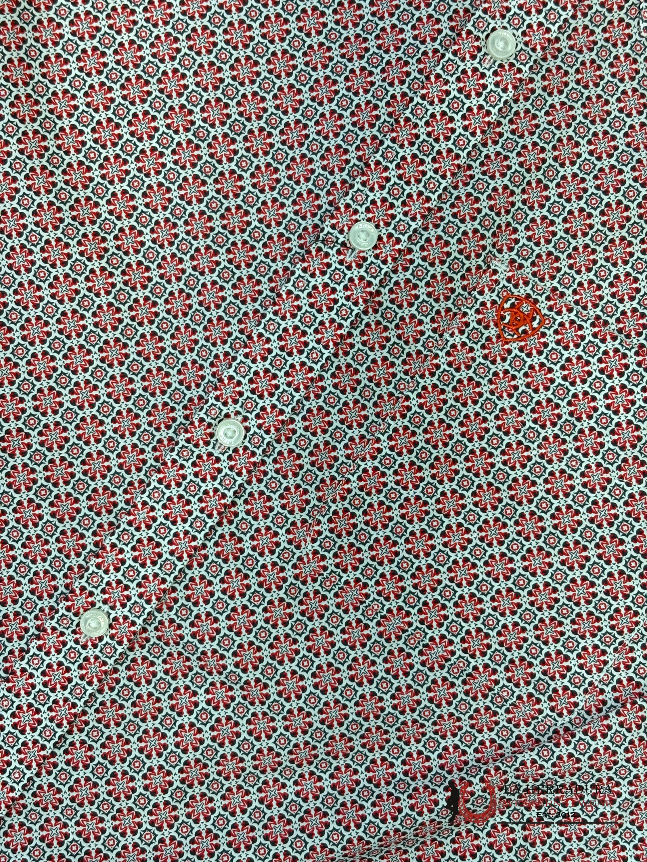 ARIAT MENS Welch Red Short Sleeve With Western Print - 8749 ROPA HOMBRES