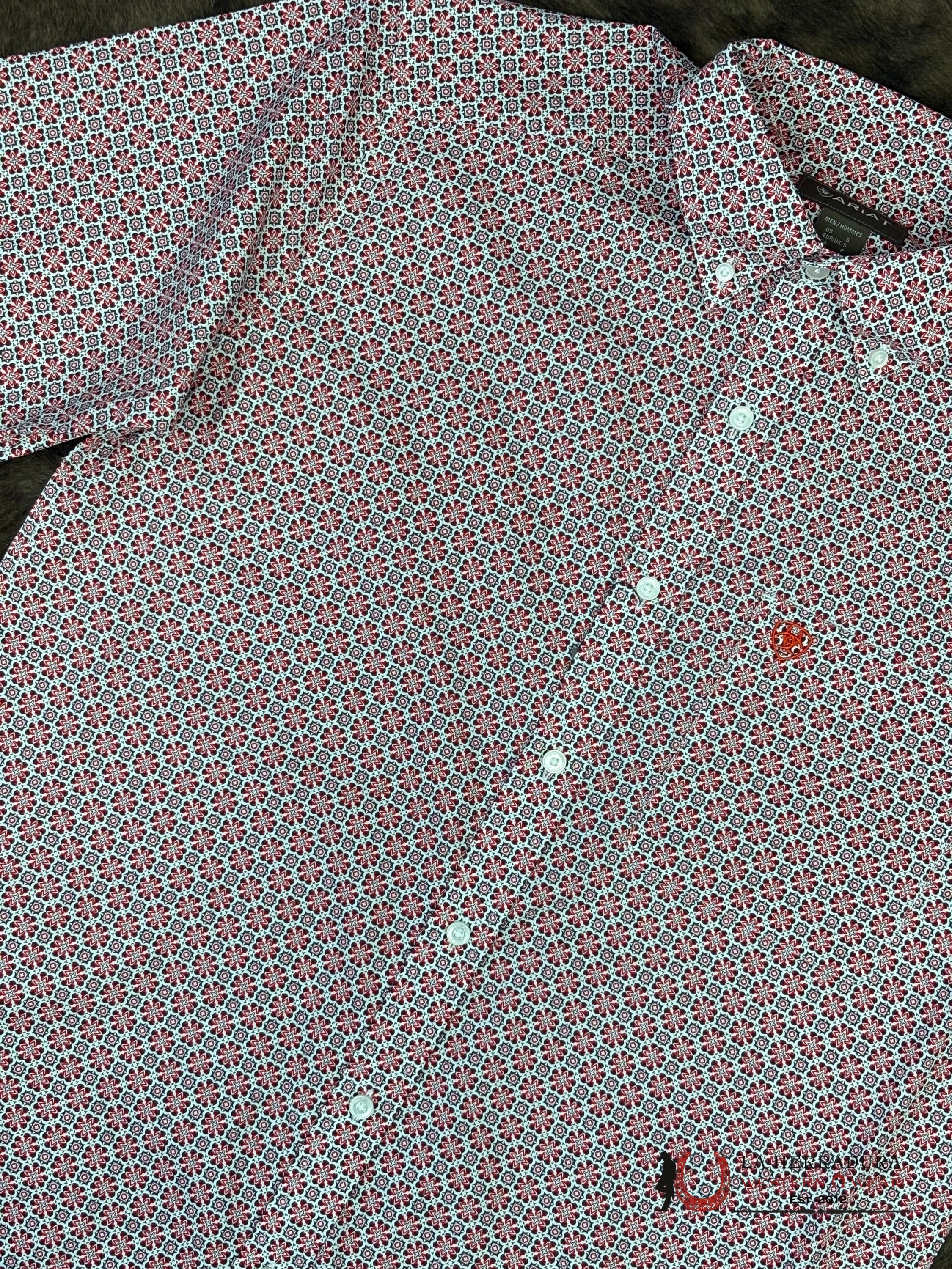 ARIAT MENS Welch Red Short Sleeve With Western Print - 8749 ROPA HOMBRES