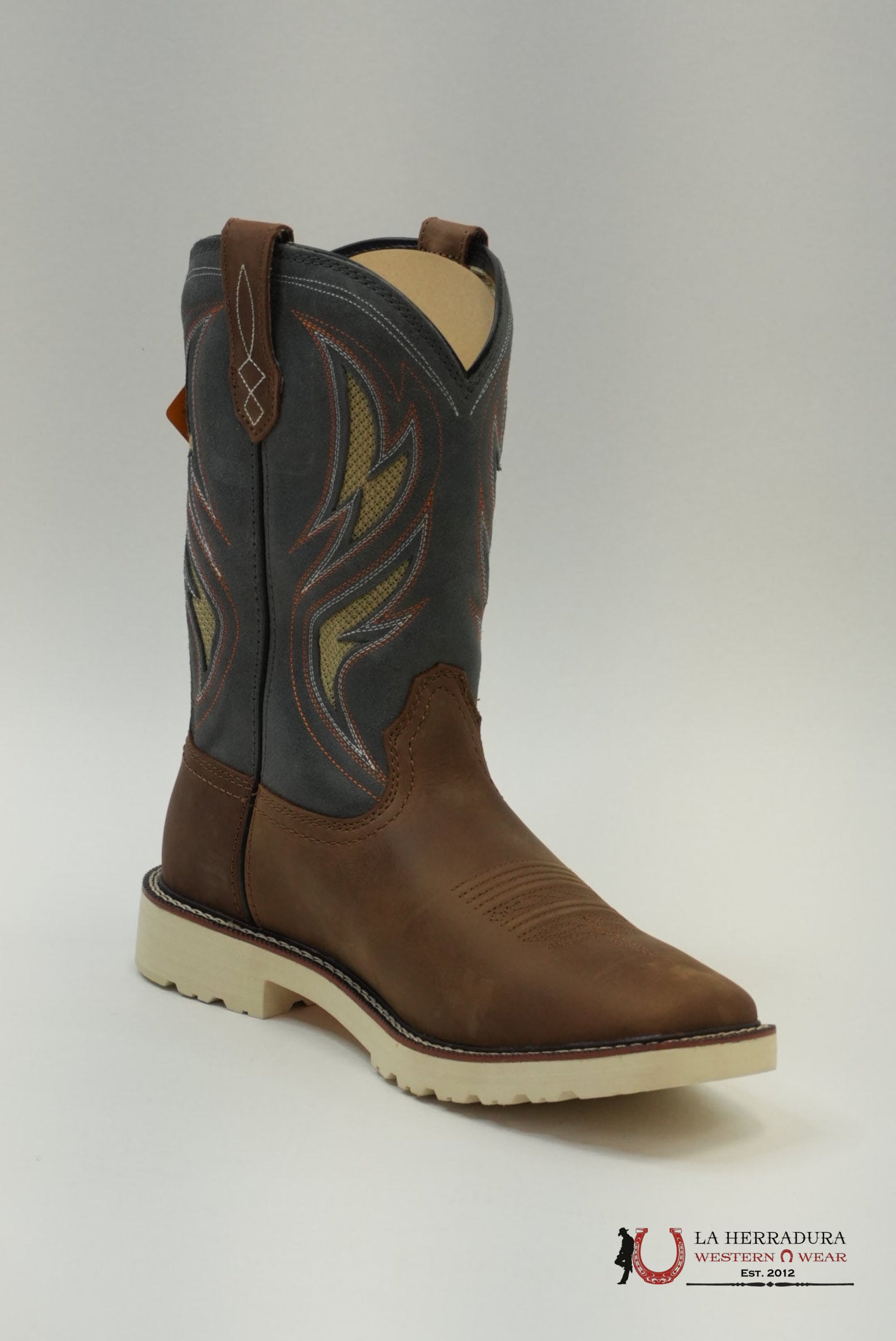 ARIAT MENS WORK BOOTS ALAMO BROWN STONE GREY SQUARE TOE