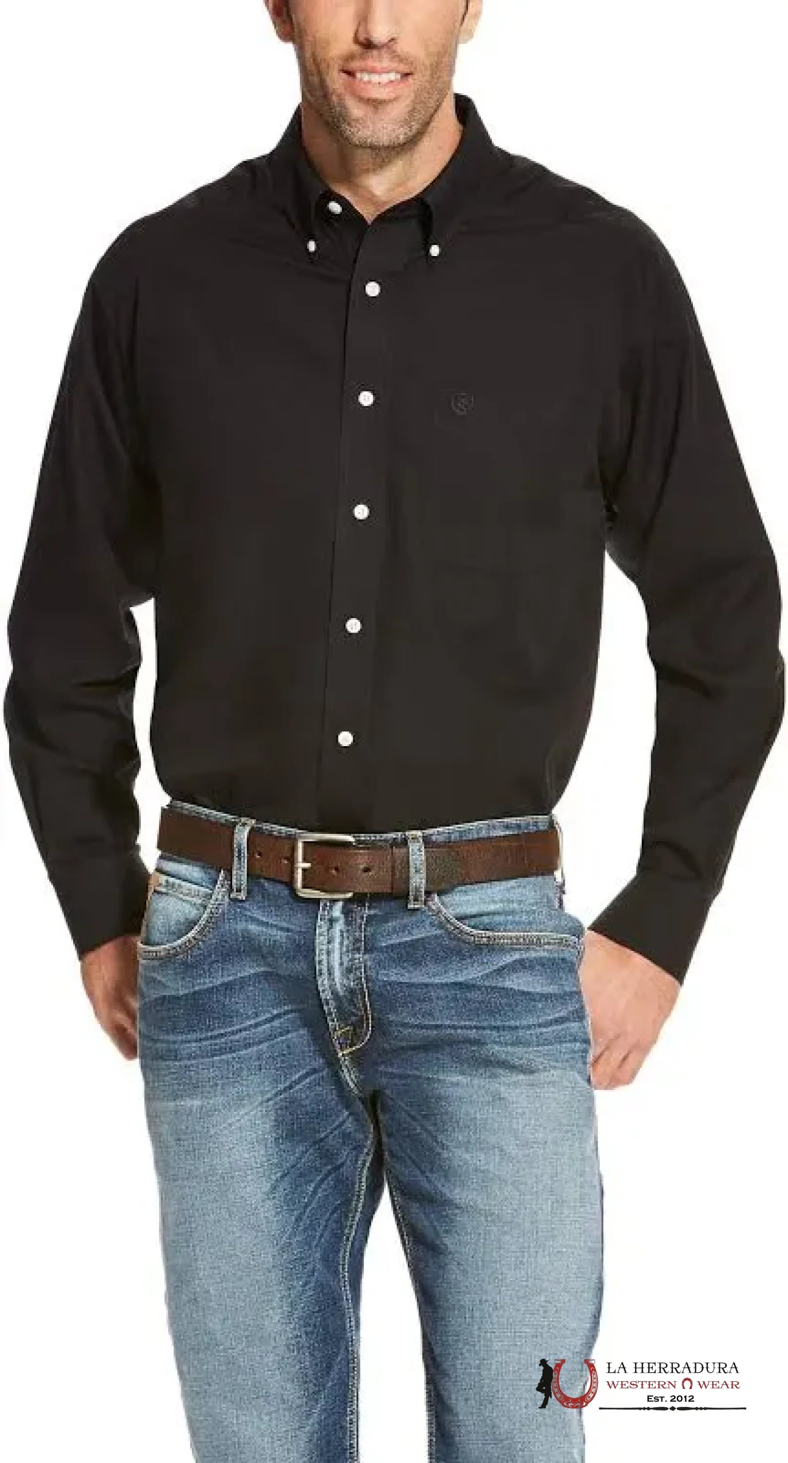 Ariat Wrinkle Free Solid Black Long Sleeve Shirt - 0328 Ropa Hombres