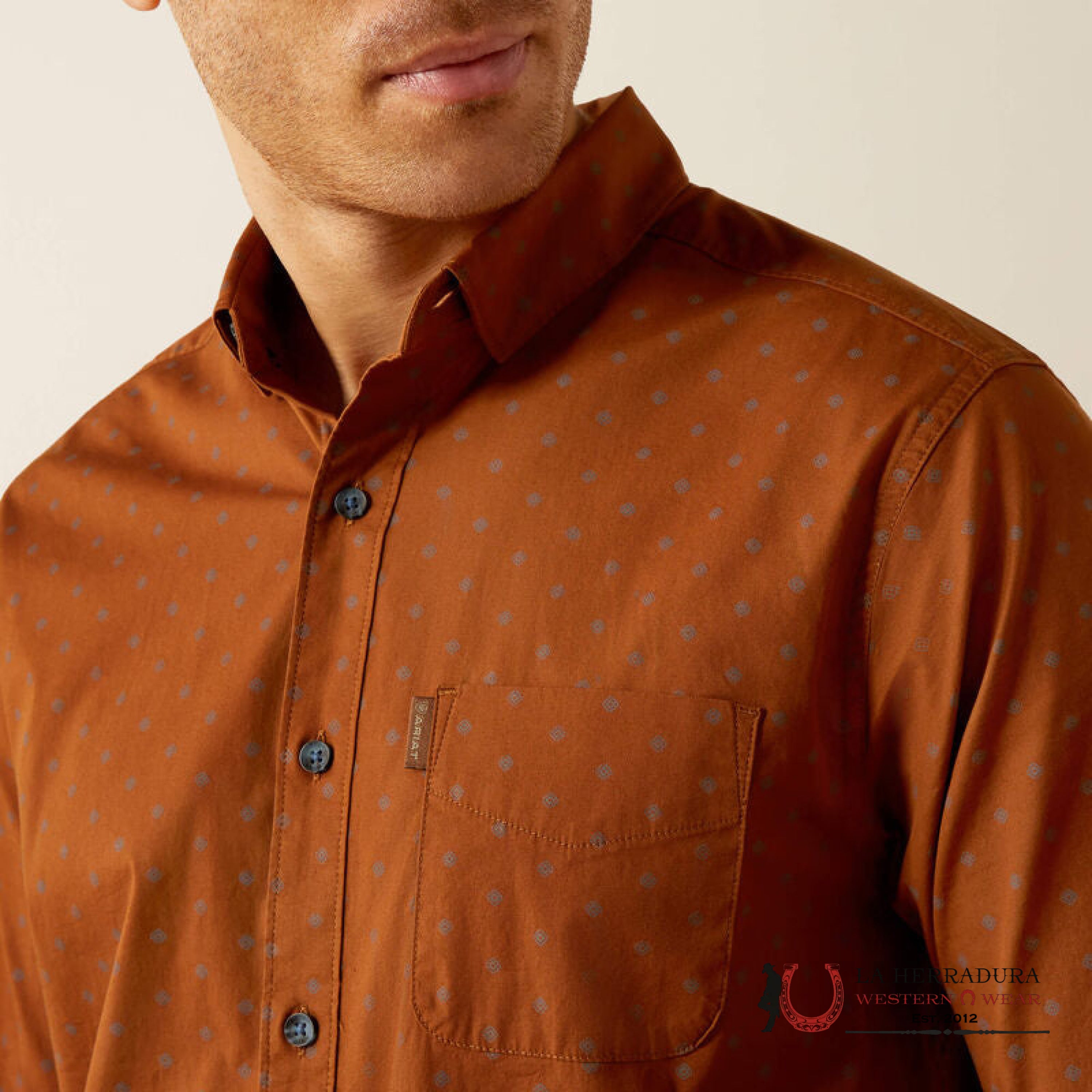 Ariat Mickey Modern Fit Long Sleeve Shirt Brown - 4062 Ropa Hombres
