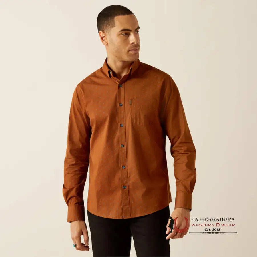 Ariat Mickey Modern Fit Long Sleeve Shirt Brown - 4062 Ropa Hombres