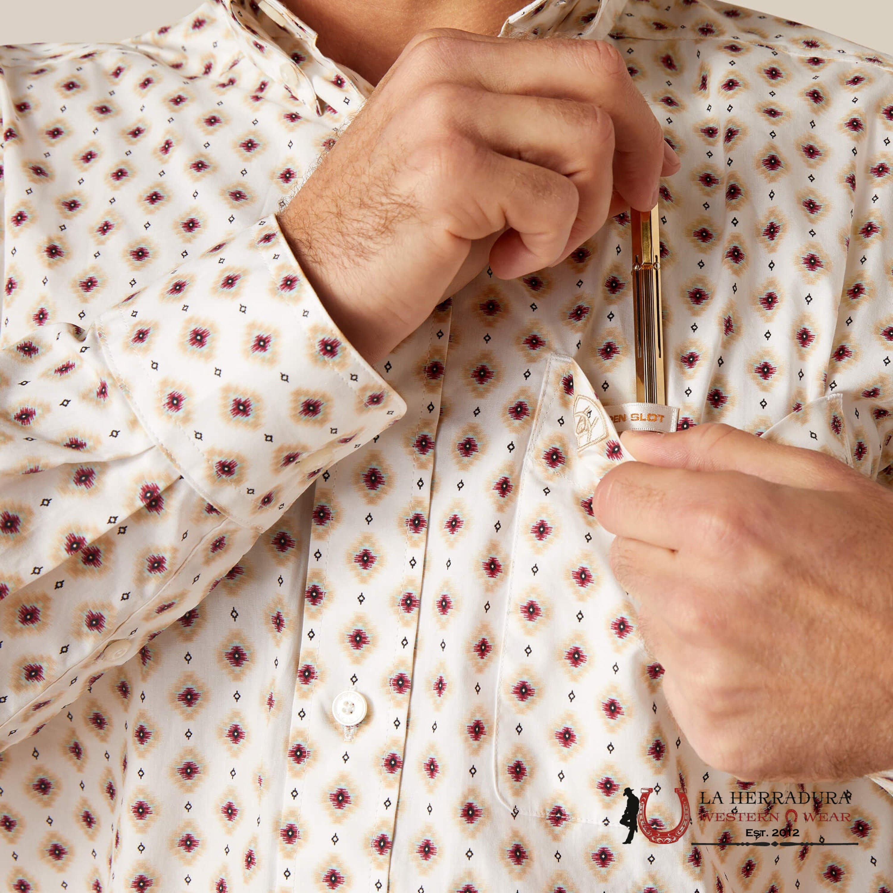 Ariat Naten Fitted Long Sleeve Shirt White - 7374 Ropa Hombres