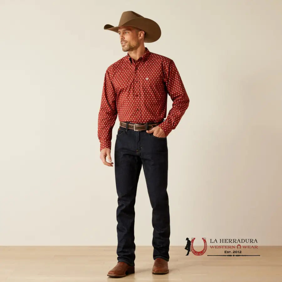 Ariat Pax Long Sleeve Burgundy Classic Fit - 3867 Ropa Hombres