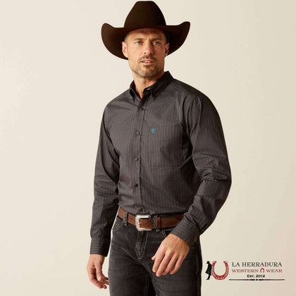 CAMISA NEGRA DE MANGA LARGA AJUSTADA ARIAT POMPEY - 10053917