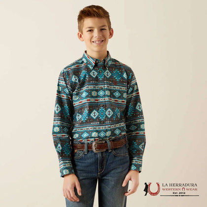 ARIAT PRESTCOT LONG SLEEVE SHIRT TEAL - 4072