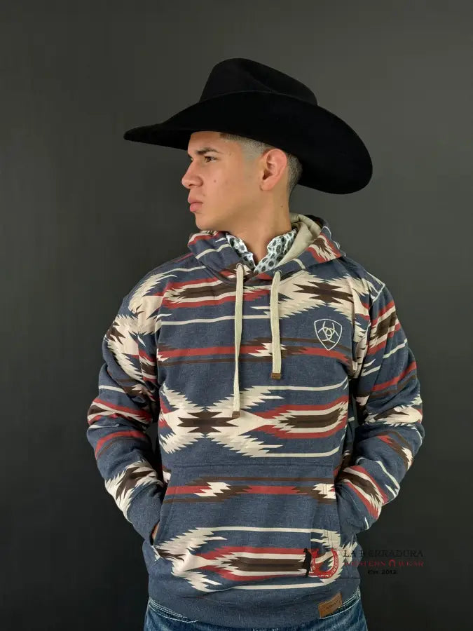 Ariat Printed Chimayo Hoodie Navy Ropa Hombres