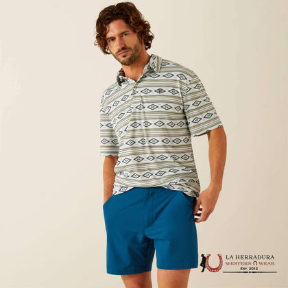 ARIAT  PRINTED GREEN GLOW POLO SHORT SLEEVE SHIRT 5185