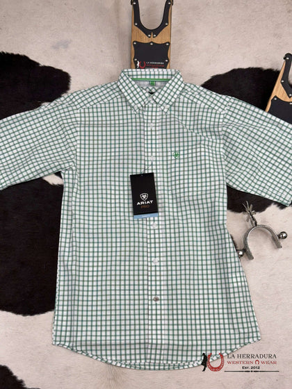 ARIAT PRO DAMIAN WHITE PLAID SHORT SLEEVE SHIRT 1283