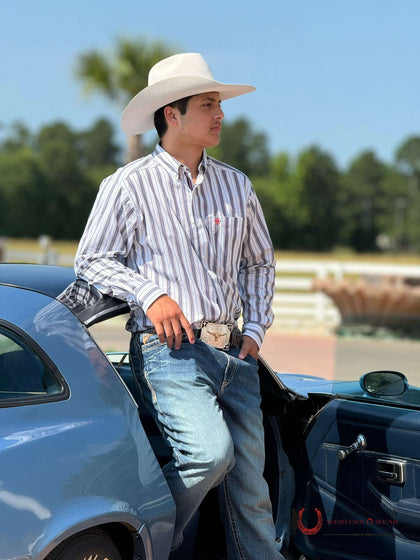 ARIAT PRO DEAN WHITE LONG SLEEVE SHIRT - 10051284
