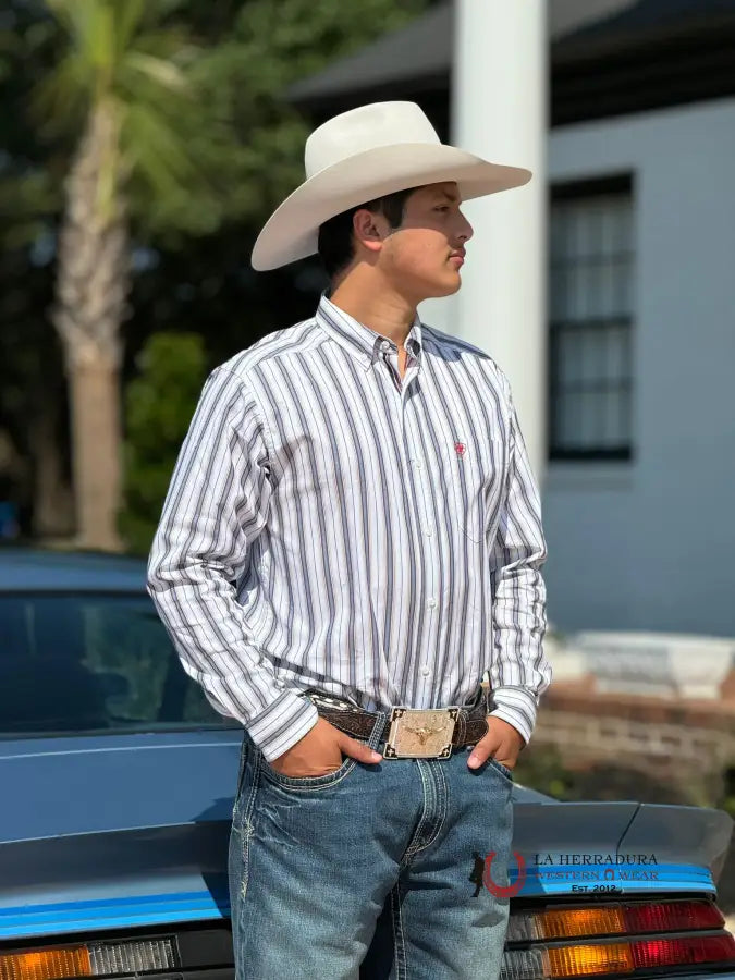 Ariat Pro Dean White Long Sleeve Shirt Ropa Hombres