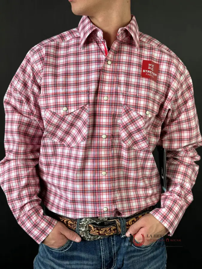 Ariat Pro Forrest Stretch Heartfelt Red And White Ropa Hombres