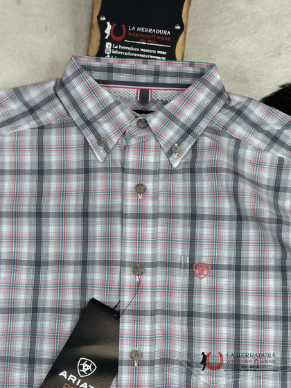 ARIAT PRO JAIME GREY PLAID SHORT SLEEVE SHIRT 10051461