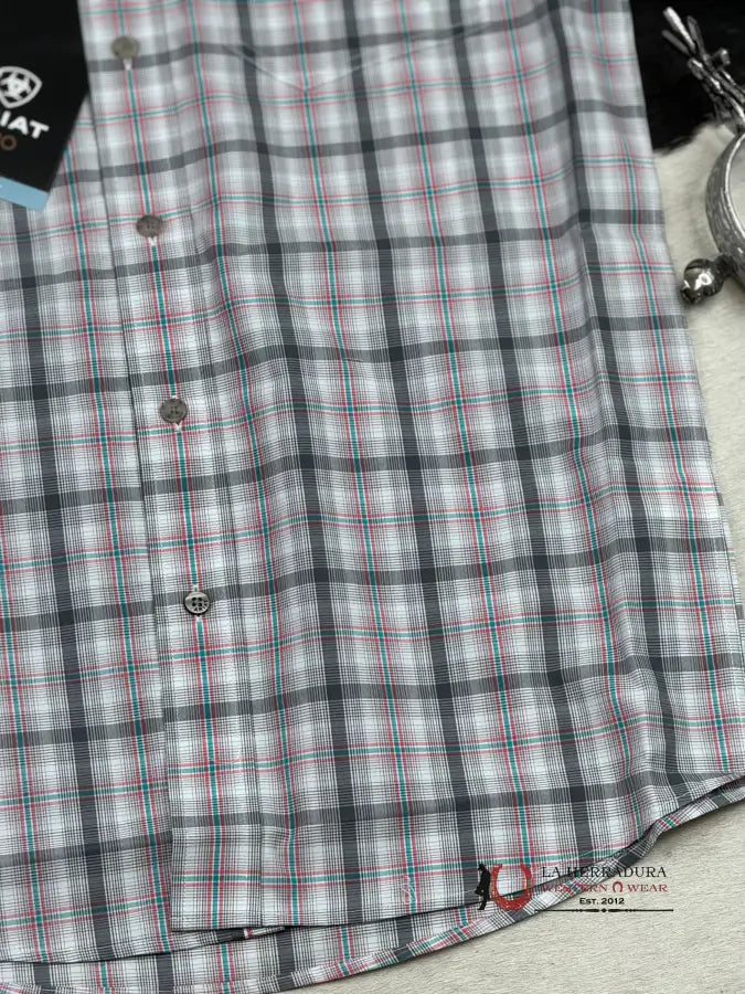 Ariat Pro Jaime Grey Plaid Short Sleeve Shirt Ropa Hombres