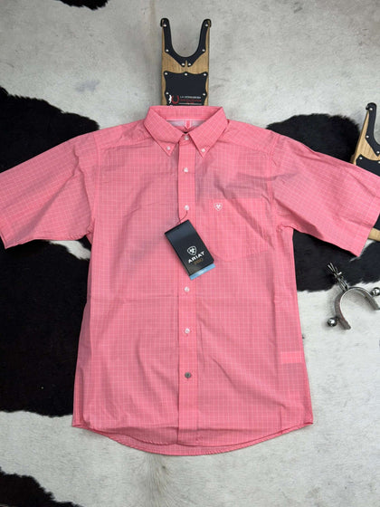 ARIAT PRO JONAH CONCH SHELL CORAL SHORT SLEEVE SHIRT 10051464