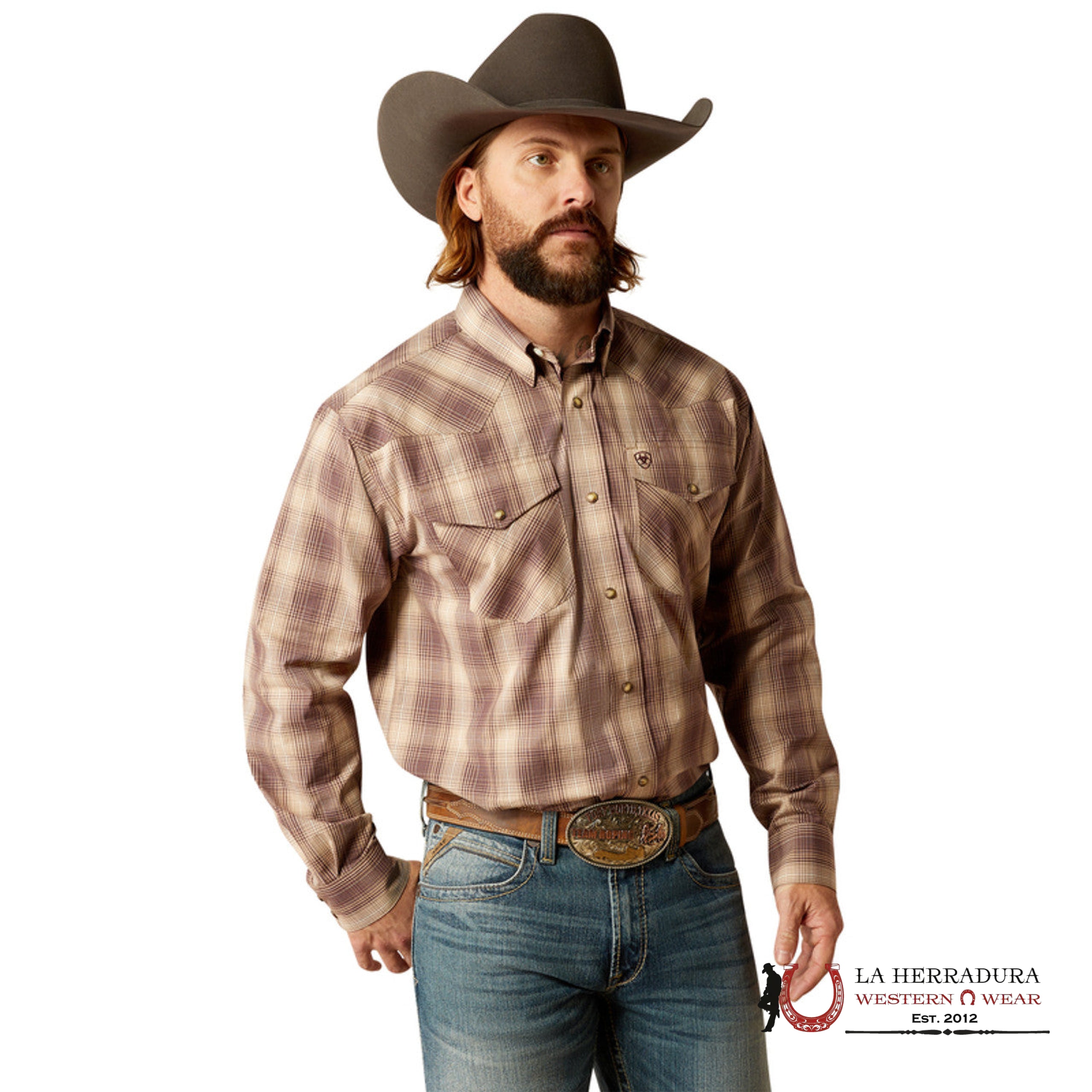 Ariat Pro Rex Brown Long Sleeve Shirt Ropa Hombres