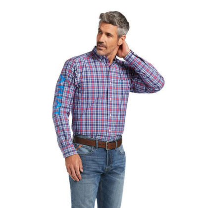 ARIAT PRO TEAM BRANDON FITTED LONG SLEEVE SHIRT BLUE DEPTH - 10039728