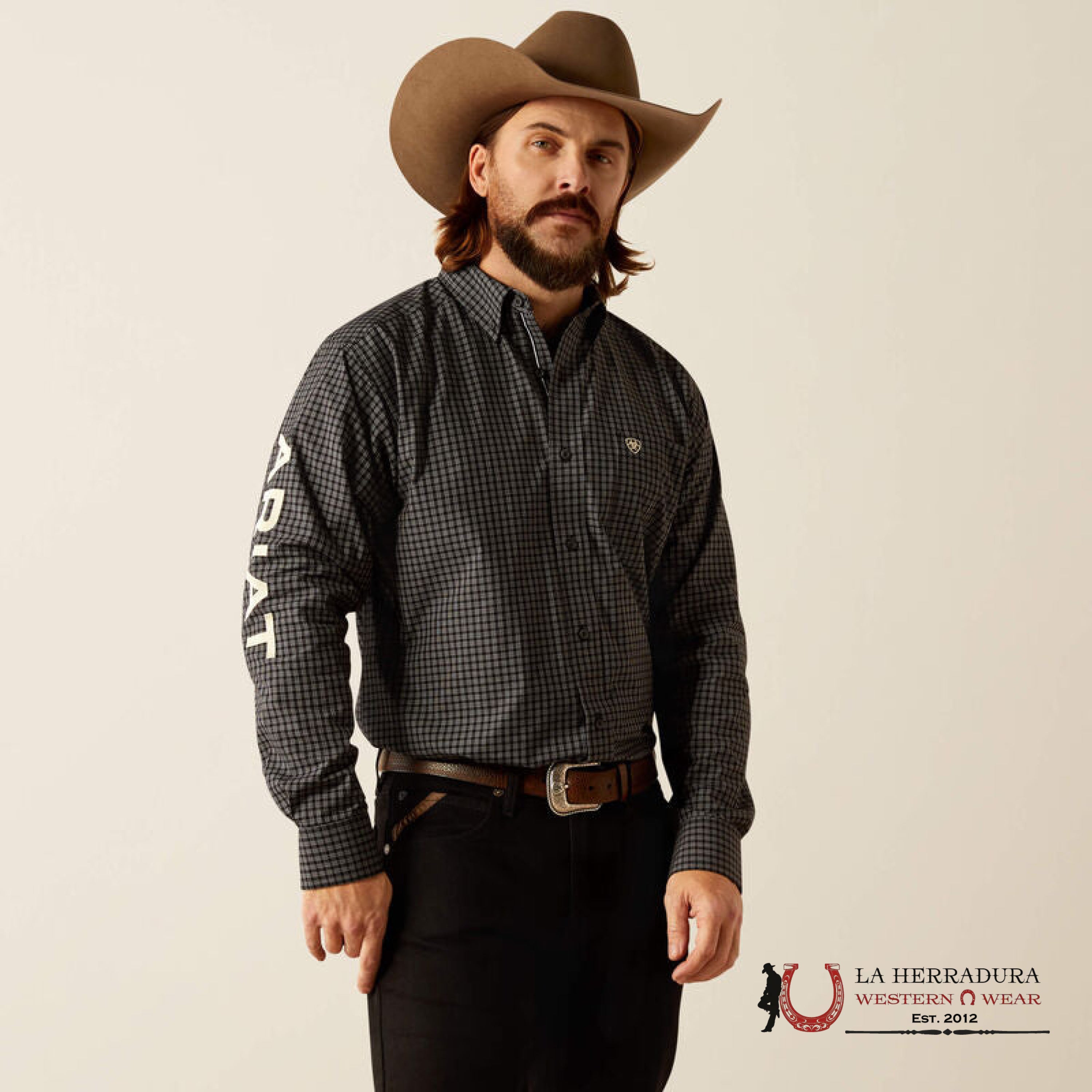 Ariat Pro Team Otto Long Sleeve Shirt Black/Khaki Classic Fit - 4058 Ropa Hombres