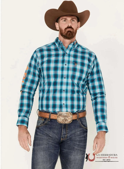 ARIAT PRO TEAM SEAN FTD LS SHRT TEAL 10043796