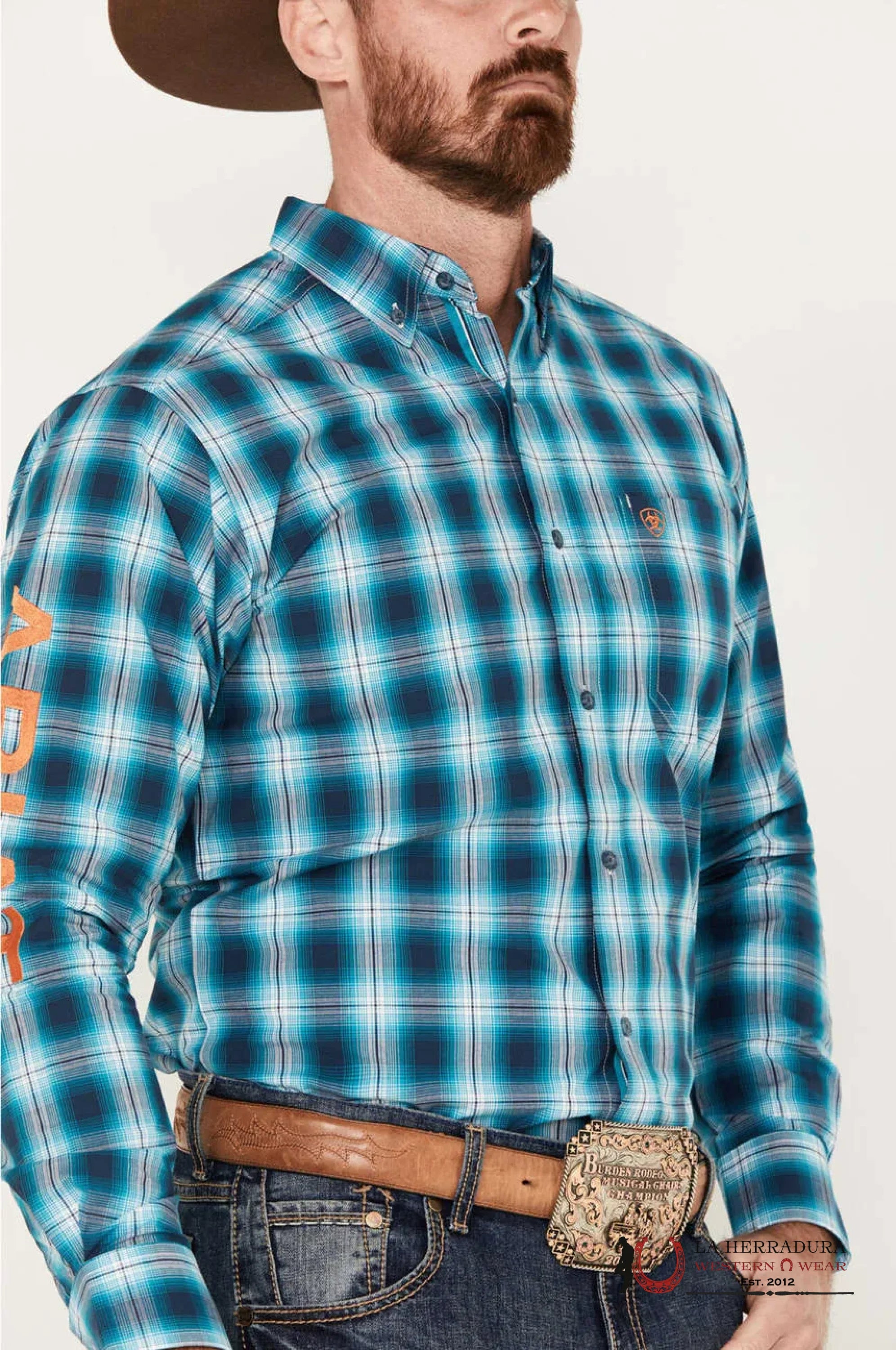 ARIAT PRO TEAM SEAN FTD LS SHRT TEAL 10043796 ROPA HOMBRES