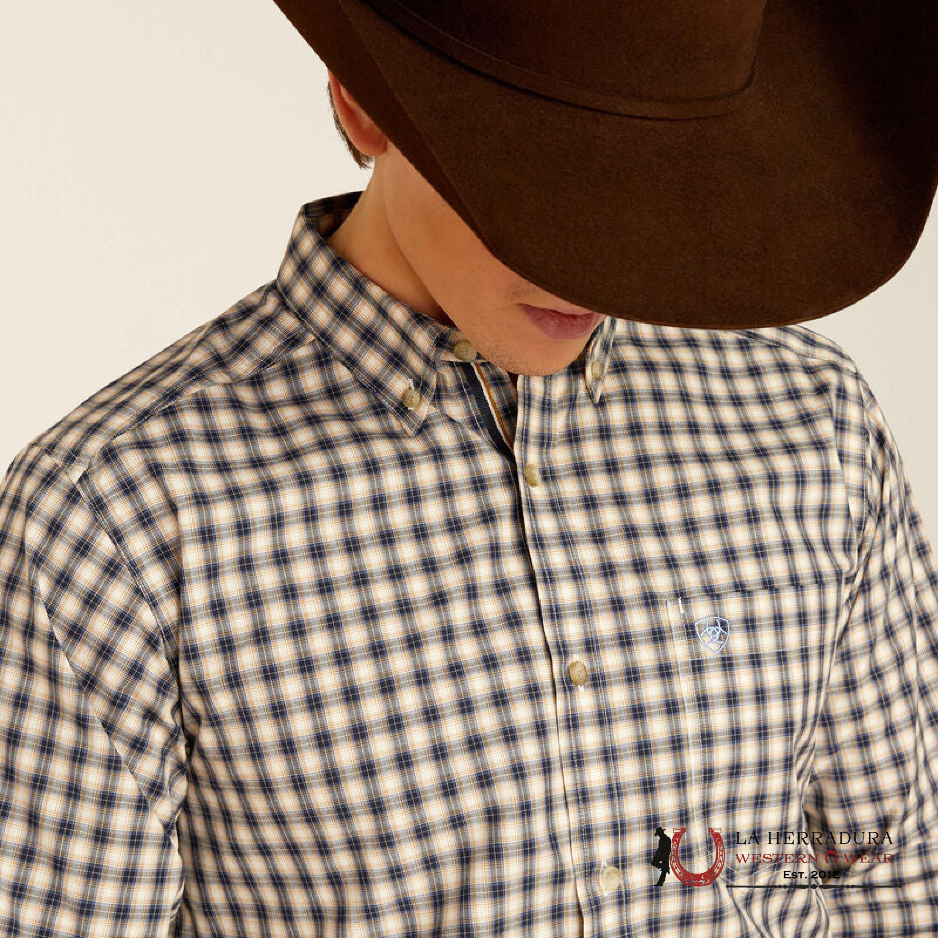 Ariat Pro Thad Fitted Long Sleeve Shirt Dark Blue Classic Fit- 2303 Ropa Hombres