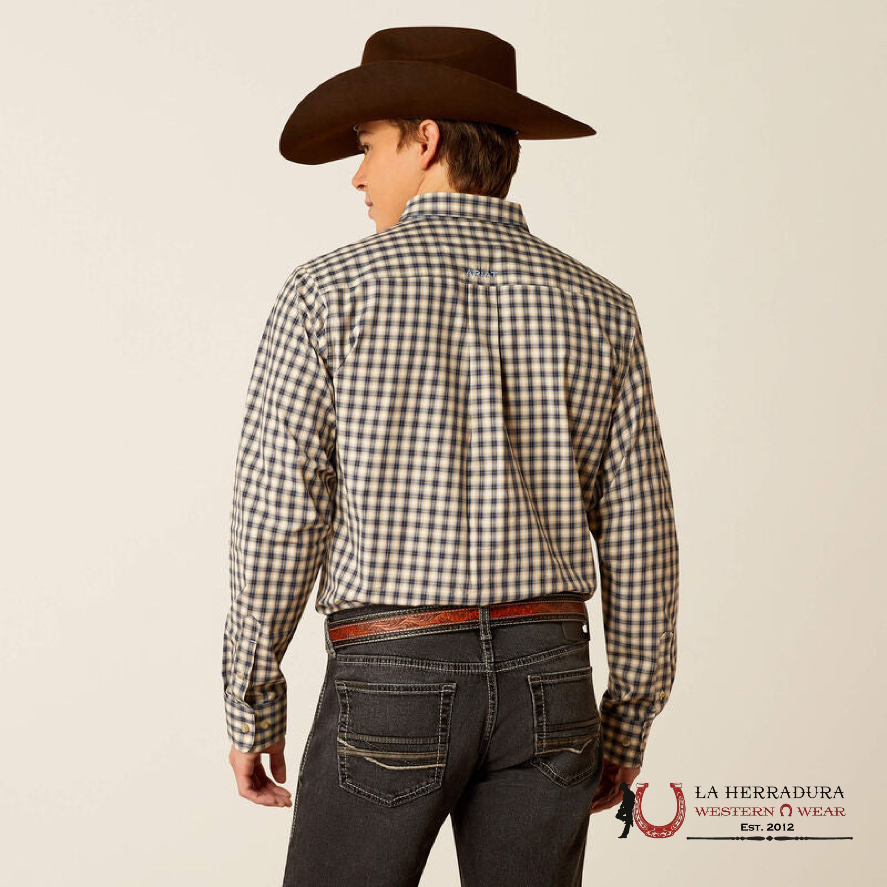 Ariat Pro Thad Fitted Long Sleeve Shirt Dark Blue Classic Fit- 2303 Ropa Hombres