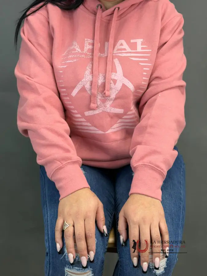 Ariat Real Fading Lines Hoodie Dusty Rose-6450 Ropa Mujeres