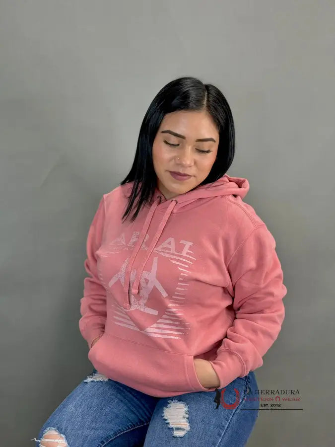 Ariat Real Fading Lines Hoodie Dusty Rose-6450 Ropa Mujeres