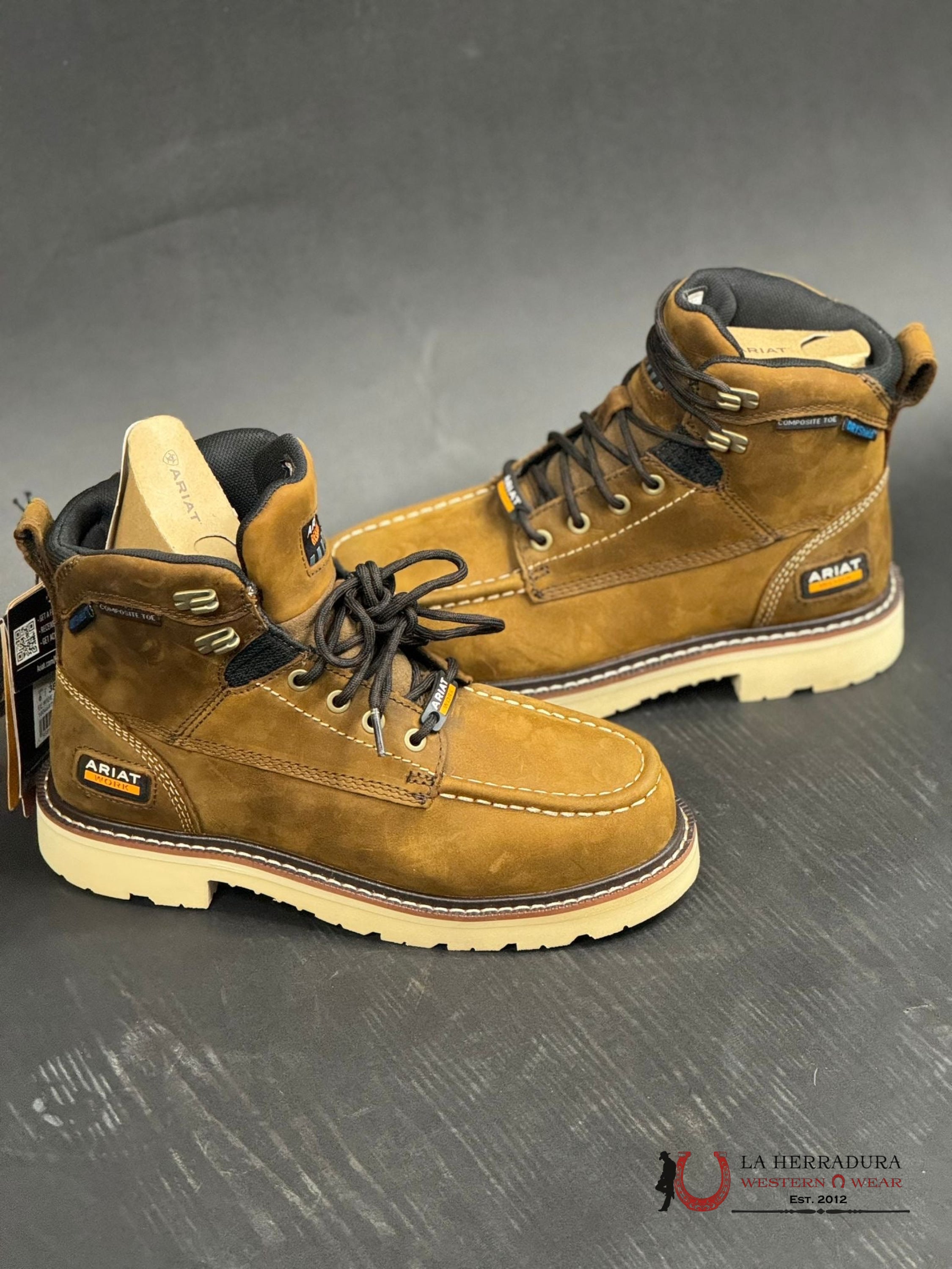 Ariat Rebar Lift 6” H2O Comp Toe Distressed Brown Round Work Boot