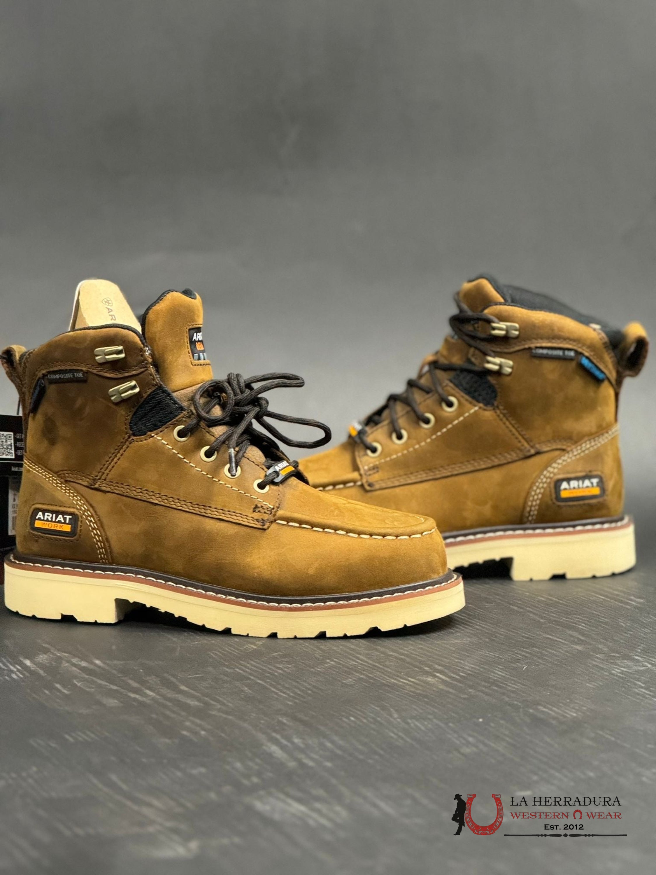 Ariat Rebar Lift 6” H2O Comp Toe Distressed Brown Round Work Boot