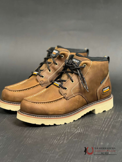 BOTA DE TRABAJO ARIAT REBAR LIFT CHIKKA H2O CON PUNTA REDONDA DISTRESSED BROWN 10053822