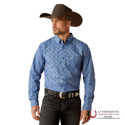 CAMISA DE MANGA LARGA AJUSTADA ARIAT REYES AZUL ROYAL - 10052362