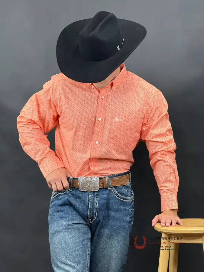 Ariat Rory Orange Long Sleeve Shirt Ropa Hombres