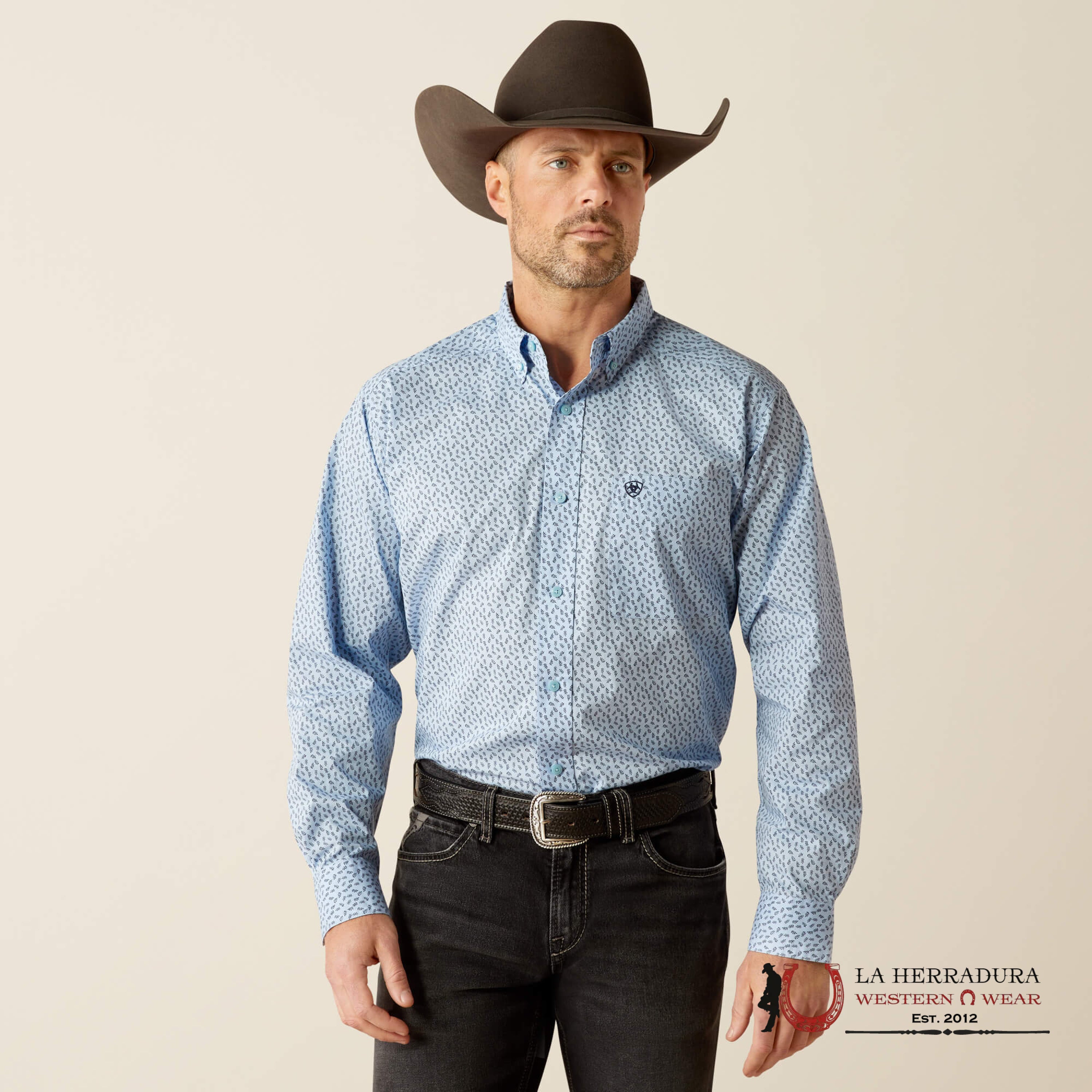 Ariat Rowan Light Blue Long Sleeve Shirt Ropa Hombres