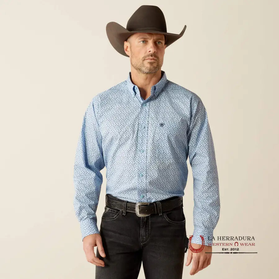 Ariat Rowan Light Blue Long Sleeve Shirt Ropa Hombres