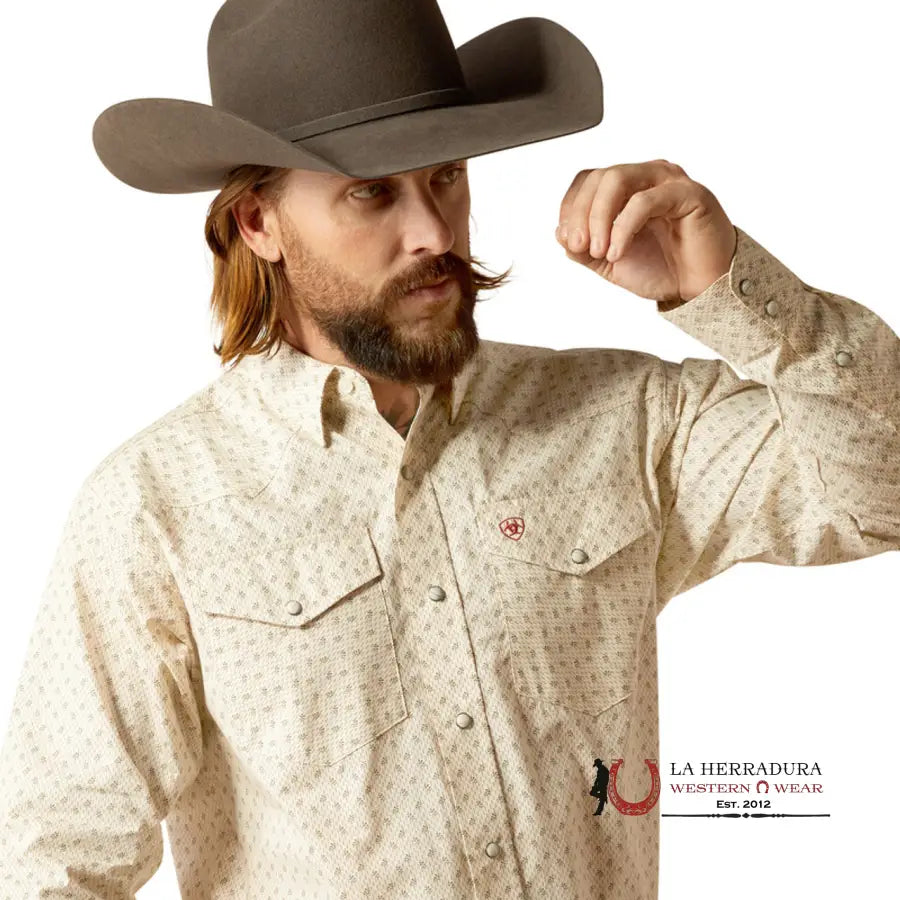 Ariat Salem Long Sleeve Shirt Off White- 2619 Ropa Hombres