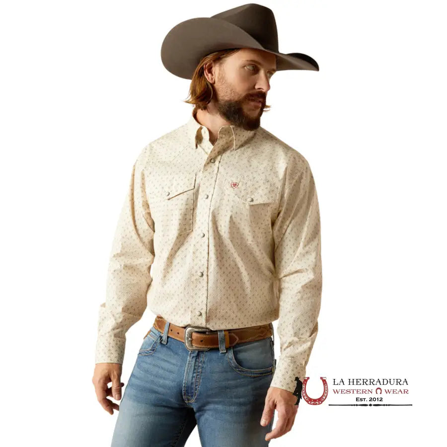 Ariat Salem Long Sleeve Shirt Off White- 2619 Ropa Hombres