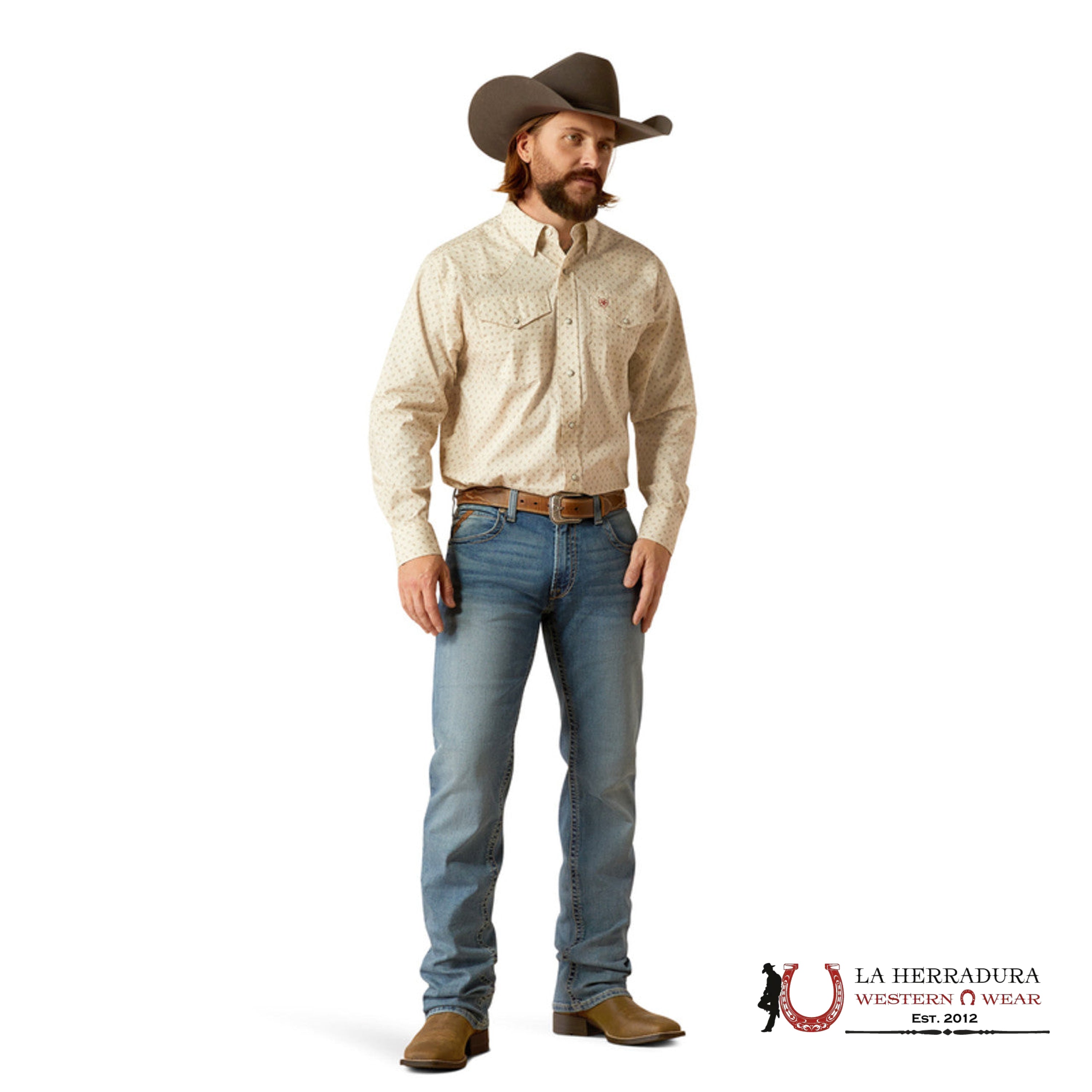 Ariat Salem Long Sleeve Shirt Off White- 2619 Ropa Hombres