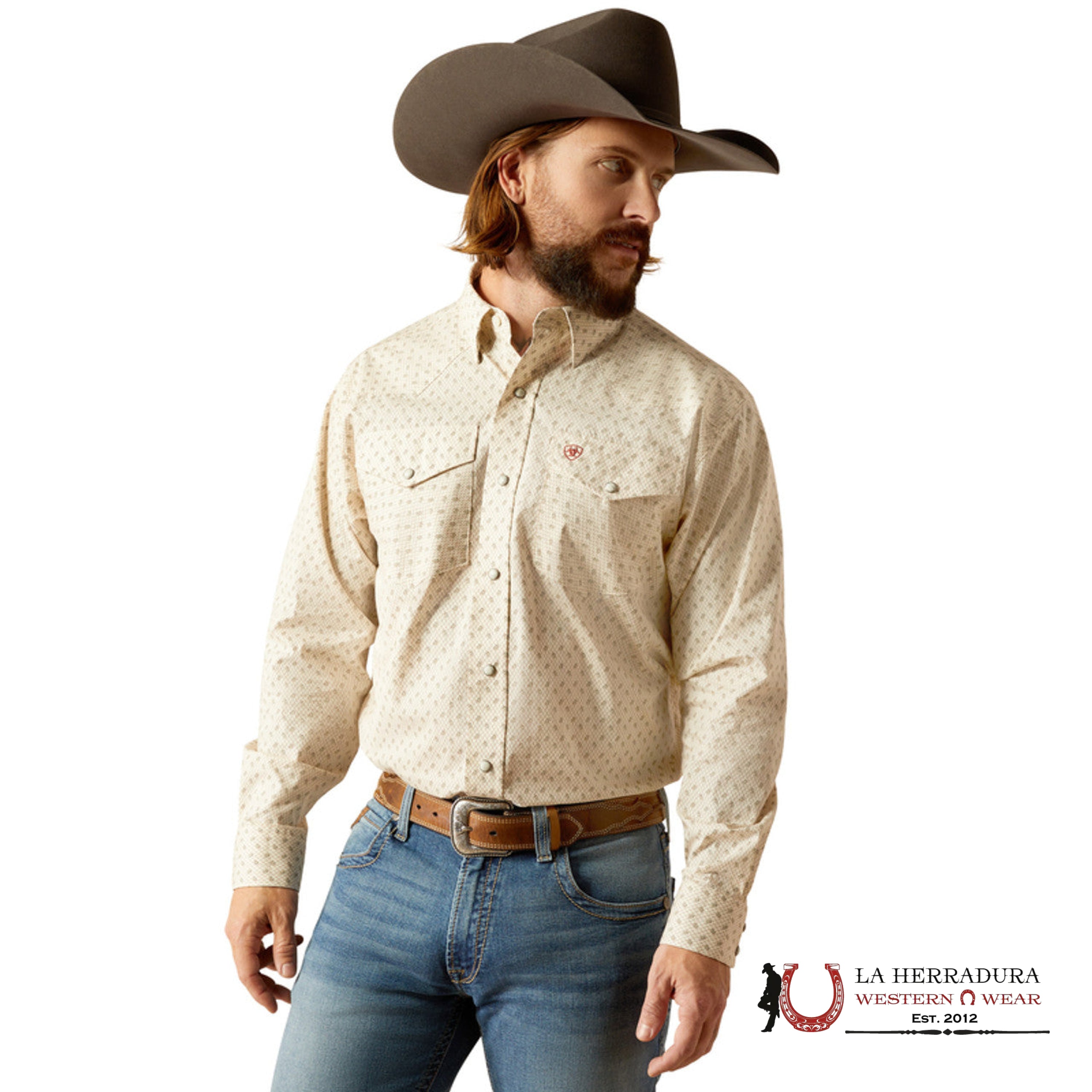 Ariat Salem Long Sleeve Shirt Off White- 2619 Ropa Hombres