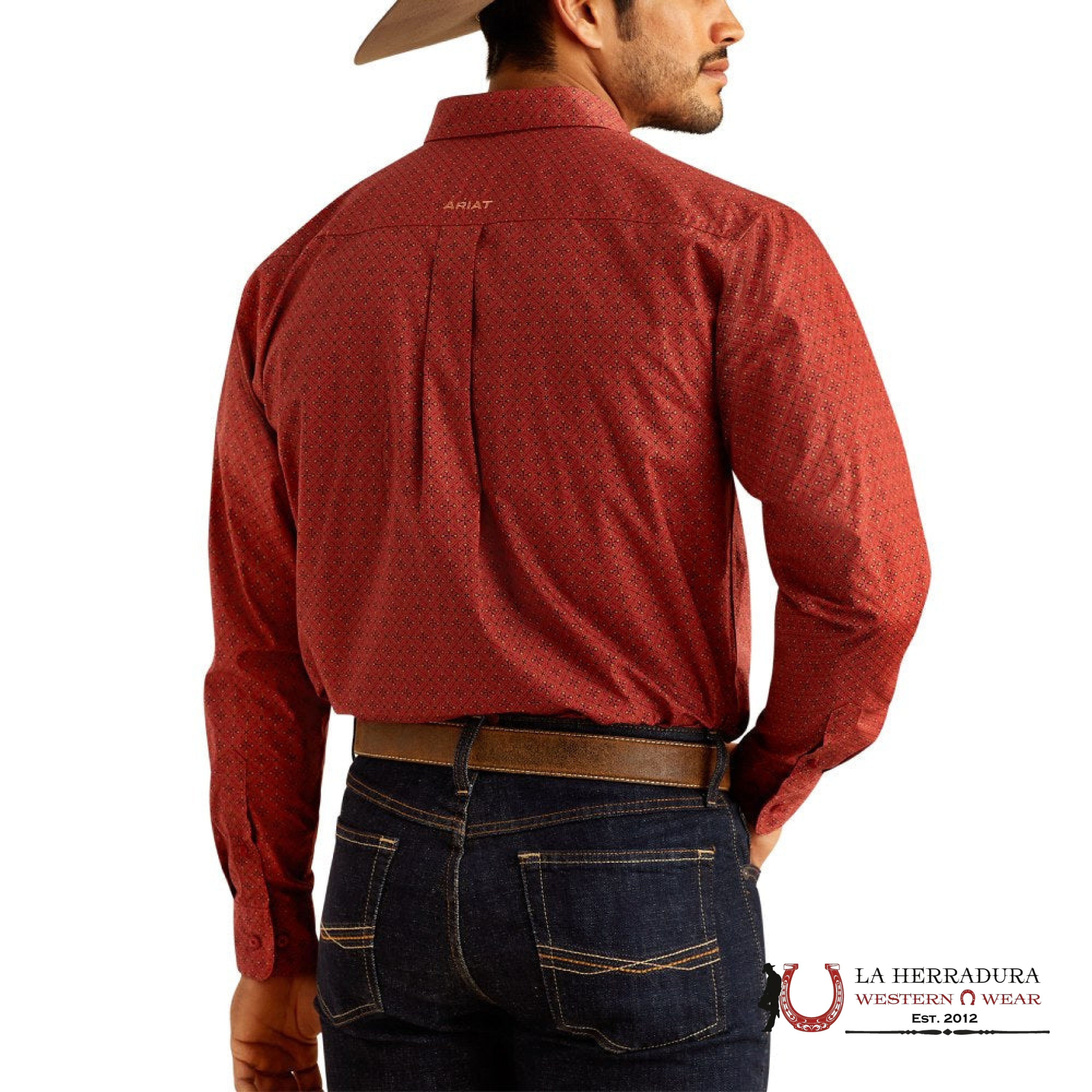 Ariat Sanders Long Sleeve Shirt Red Classic Fit - 2372 Ropa Hombres