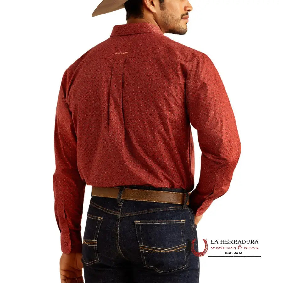 Ariat Sanders Long Sleeve Shirt Red Classic Fit - 2372 Ropa Hombres