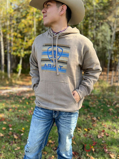 ARIAT MEN SERAPE BLOCK HODDIE BRINDLE HEATHER 10041710