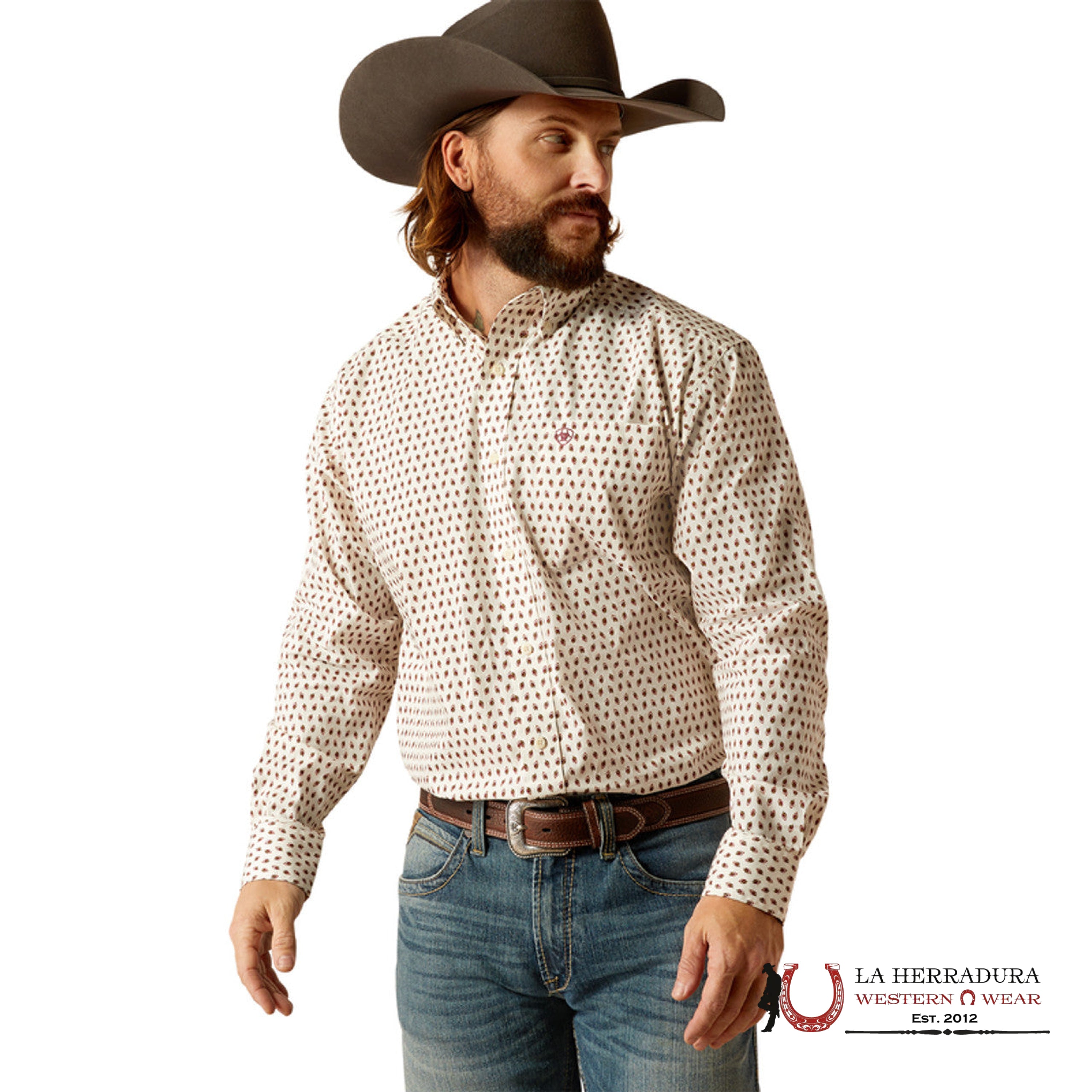 Ariat Shayne Fitted Long Sleeve Shirt Off-White - 2368 Ropa Hombres