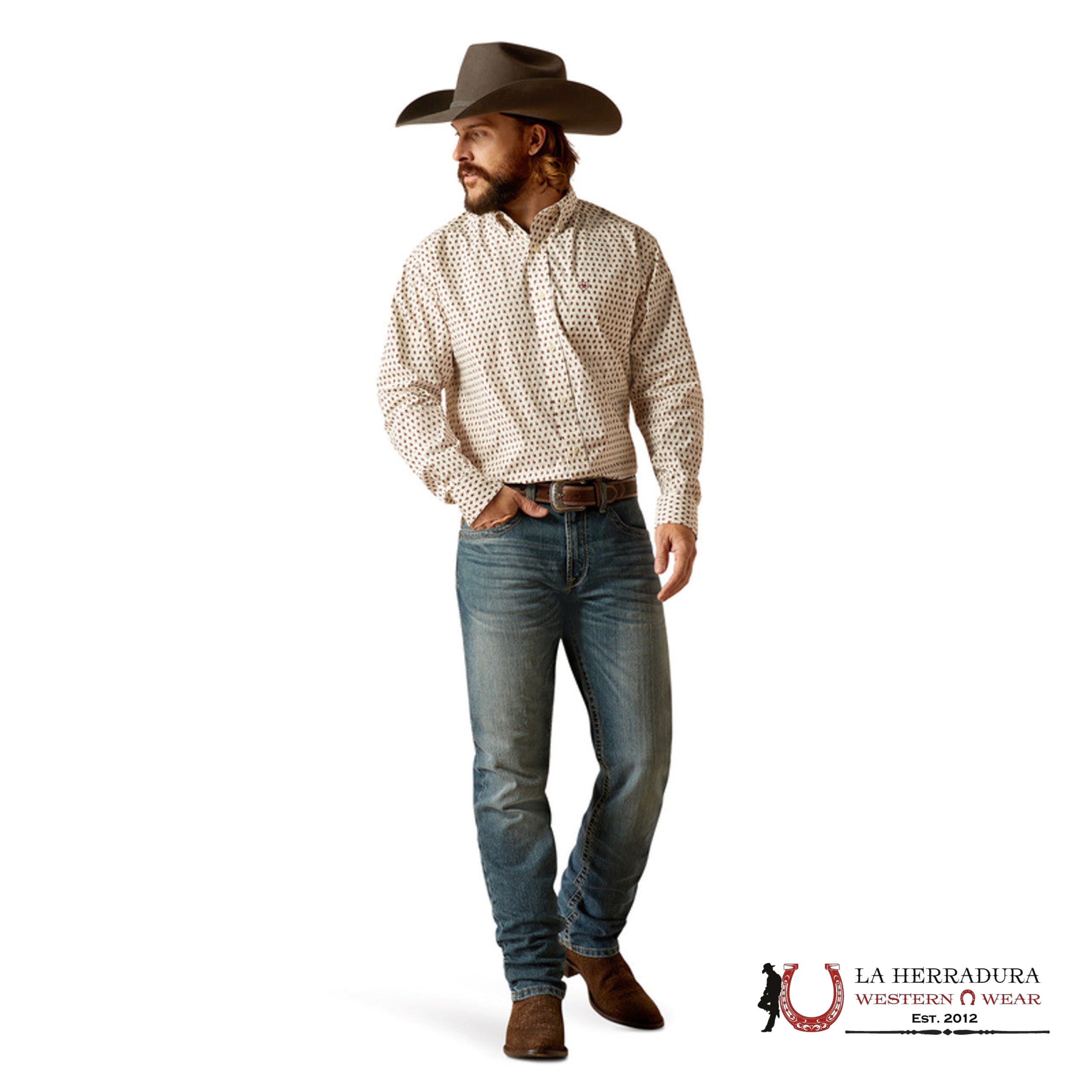 Ariat Shayne Fitted Long Sleeve Shirt Off-White - 2368 Ropa Hombres