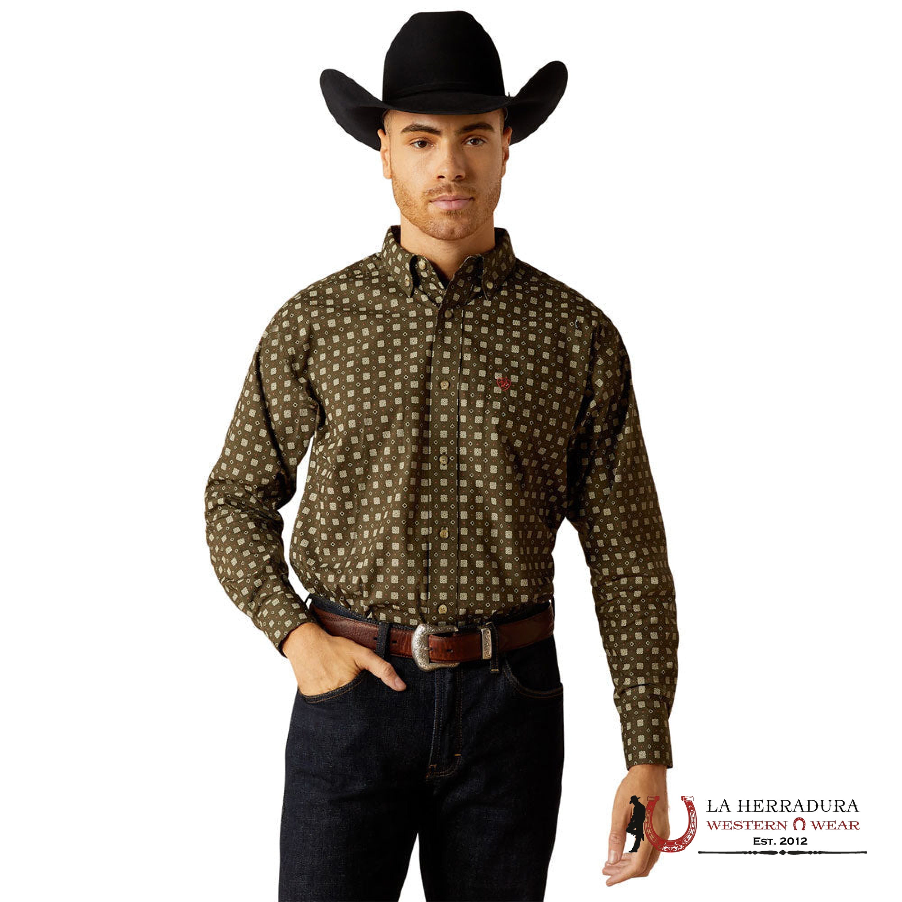 Ariat Shep Long Sleeve Deep Green Classic Fit - 2371 Ropa Hombres