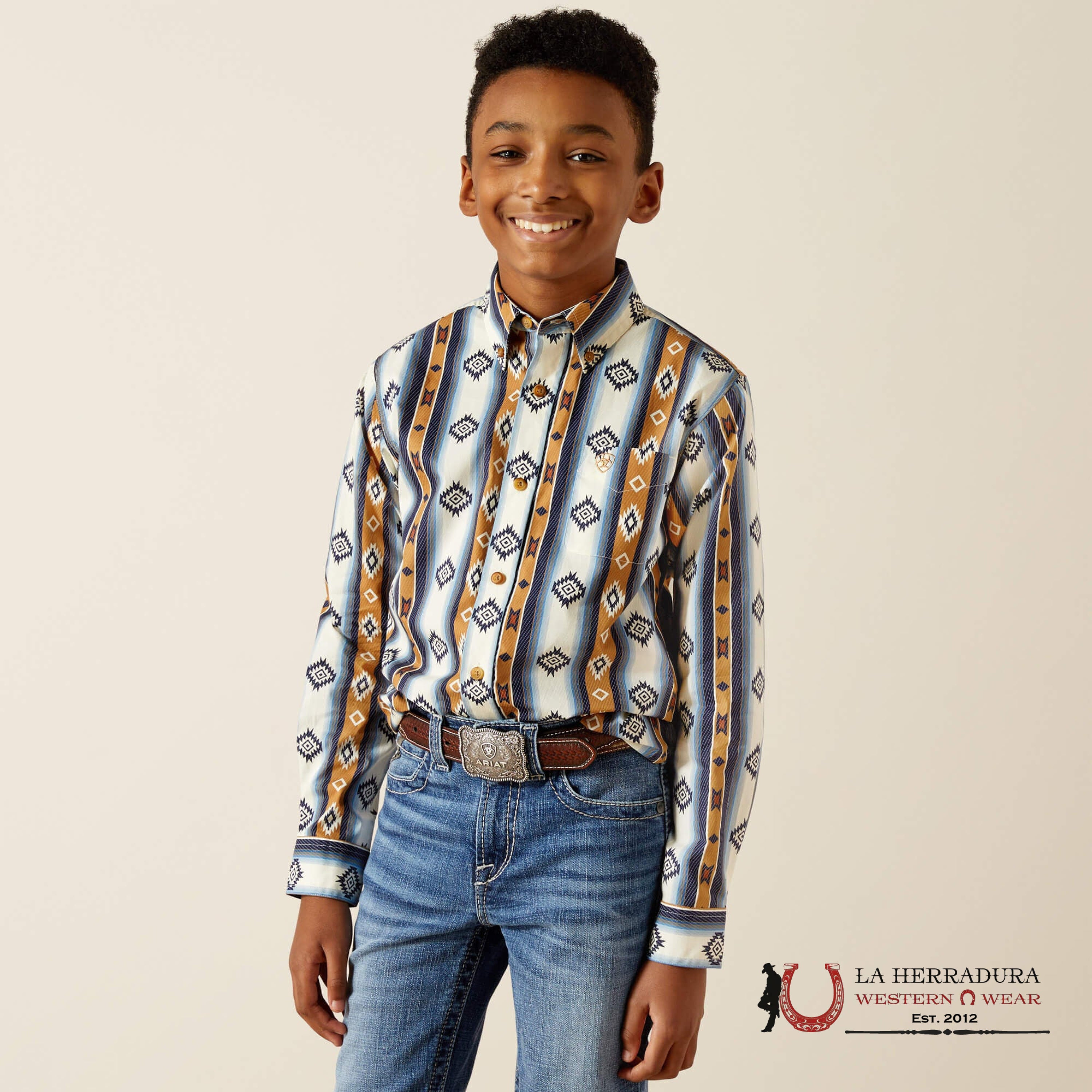 ARIAT SHILO LS SHIRT BLUE 10062394 NIÑOS