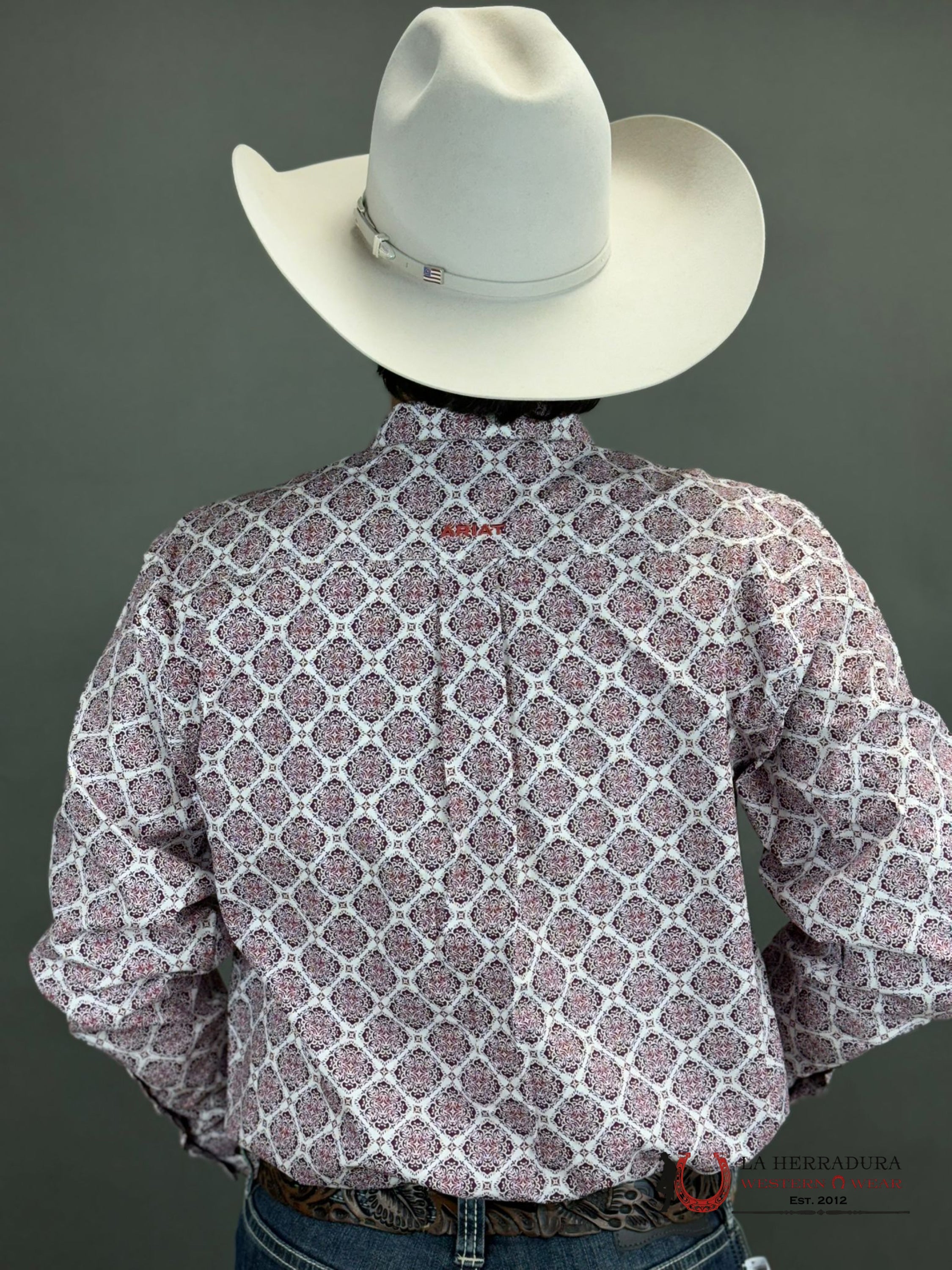 Ariat Shirt Classic Shiloh White Tyrian Purple Ropa Hombres