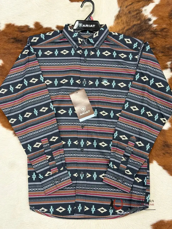 Ariat Shirt Classic Aztec Black Noland Ls Ropa Hombres